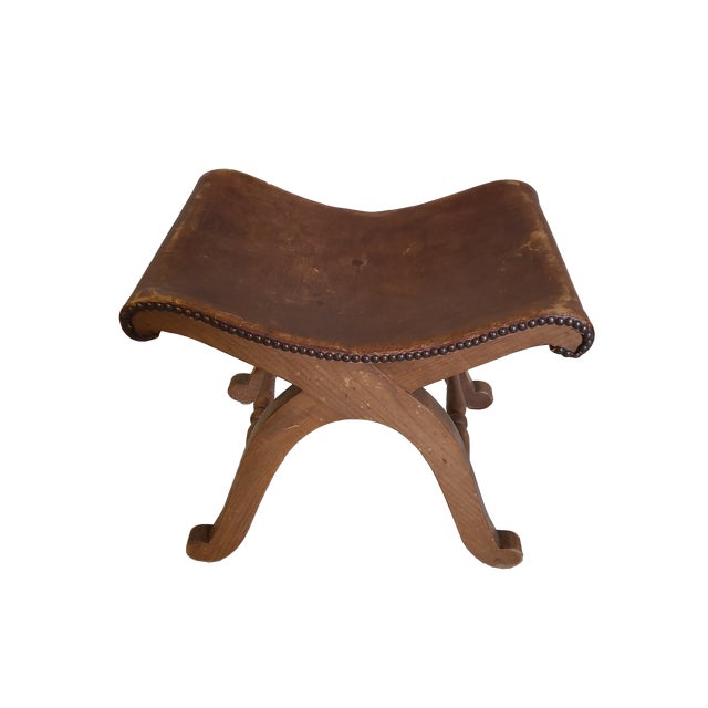 Brown 1950s Spanish Style Chair With Ottoman For Sale - Image 8 of 9