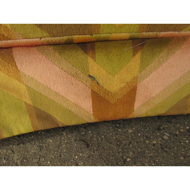 Vintage Thayer Coggin Style Loveseat With Bold Geometric Velvet Upholstery For Sale - Image 13 of 13