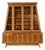 Young Manufacturing Mid Century Walnut and Burlwood Sliding Door Credenza and Hutch For Sale