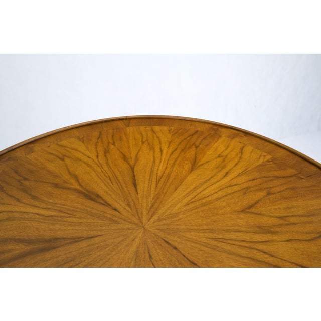 Mid 20th Century Mid 20th Century Baker Walnut Round Sunburst Pattern Gallery Top Drawer Side Lamp Table Stand For Sale - Image 5 of 15