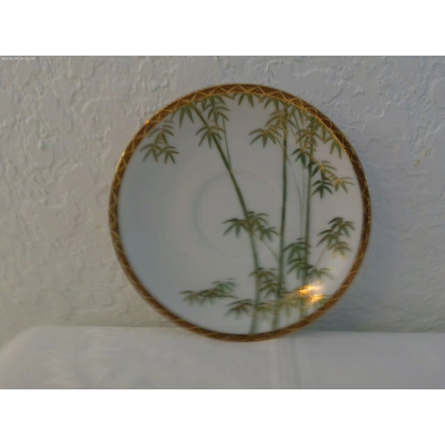 Japanese 1970s Soko Bone China Bamboo Cups & Saucers, Srvc. For 8 For Sale - Image 3 of 6