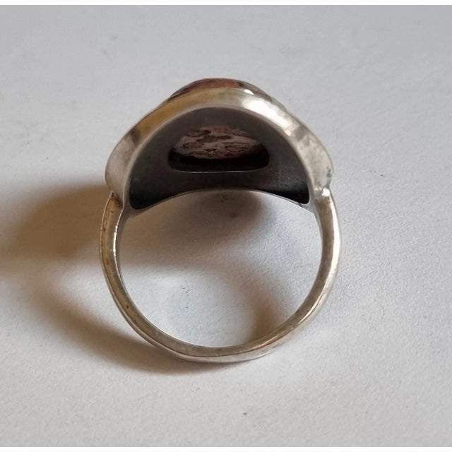 Vintage Agate Sterling Ring With Rope Detail (Size 8.75) For Sale - Image 6 of 11