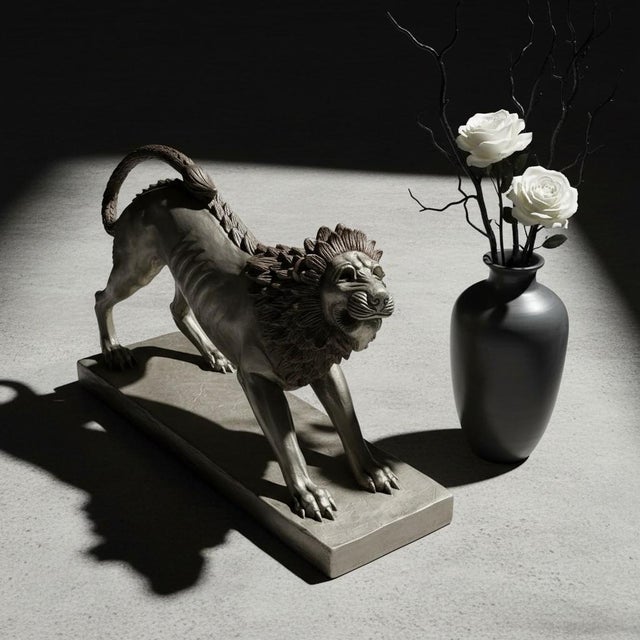 Modern 1980s Austin Productions Etruscan Lion Sculpture-Large-Regency-Statue-Neoclassical For Sale - Image 3 of 11