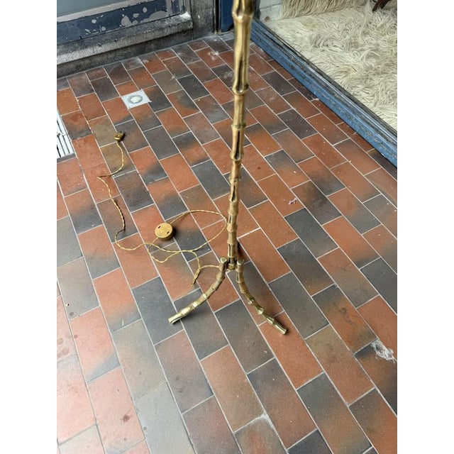 Metal Triple Bronze Faux Bamboo Floor Lamps by Maison Bagues, 1950 For Sale - Image 7 of 17