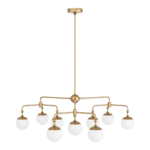 Arteriors Modern Brass Frosted Glass Globe Uticia Chandelier