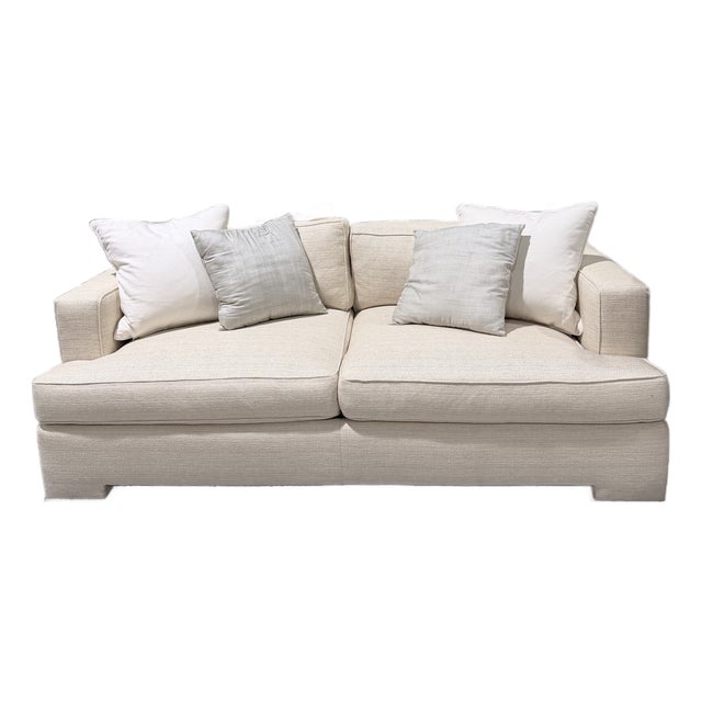 Hickory Chair Neutral Upholstered Track Arm Sofa For Sale