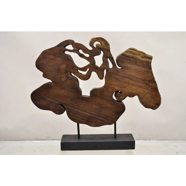 Brown Late 20th Century Organic Abstract Carved Teak Wood Large Modernist Table Sculpture For Sale - Image 8 of 12