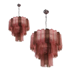 Contemporary Italian Murano Style Glass Sputnik Chandeliers - a Pair