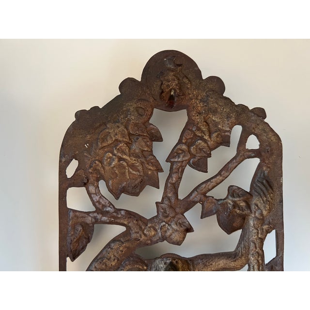 Metal Mid 20th Century Asian Brass Metal Climbing Monkey Wall-Hanging Plaque For Sale - Image 7 of 9