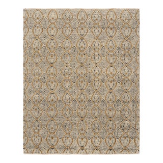 Rug & Kilim’s Moroccan Style Rug in Cream White and Gold Geometric Patterns - 10x14 For Sale
