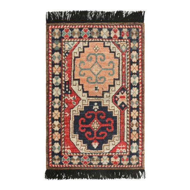 Rug & Kilim's Classic Oriental Rug with Peach and Indigo Tribal Medallions For Sale