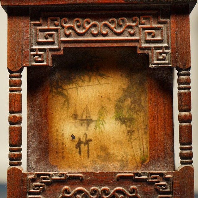 Wood Rosewood Square Brush Pot With "Four Gentlemen" Motif – Scholar's Desk Decor For Sale - Image 7 of 9