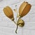 1950s Scandinavian Wall Lamp with Leaf Decoration in Brass with Cocoon Shades, Denmark, 1950s For Sale - Image 5 of 11