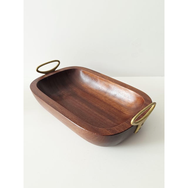 Carl Auböck Large Vintage Wooden Fruit Bowl with Brass Handles by Carl Auböck, 1950s For Sale - Image 4 of 18