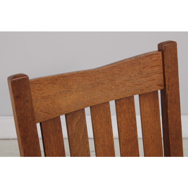 Wood Antique L&jg Stickley Mission Oak Leather Chair For Sale - Image 7 of 14