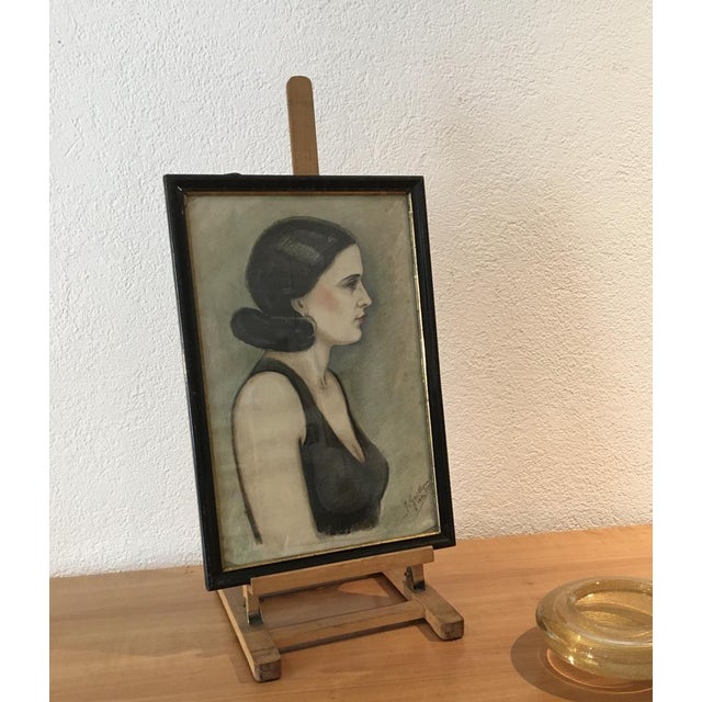 Jules Gaillepand, Portrait de Melle Bachelard, 1932, Pastel on Paper, Framed, in Flawless conditions. Designed 1920 to...