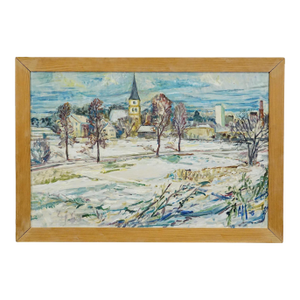Vintage Oil Painting of Taufkirchen, Bavaria, Alexander Michael 1975