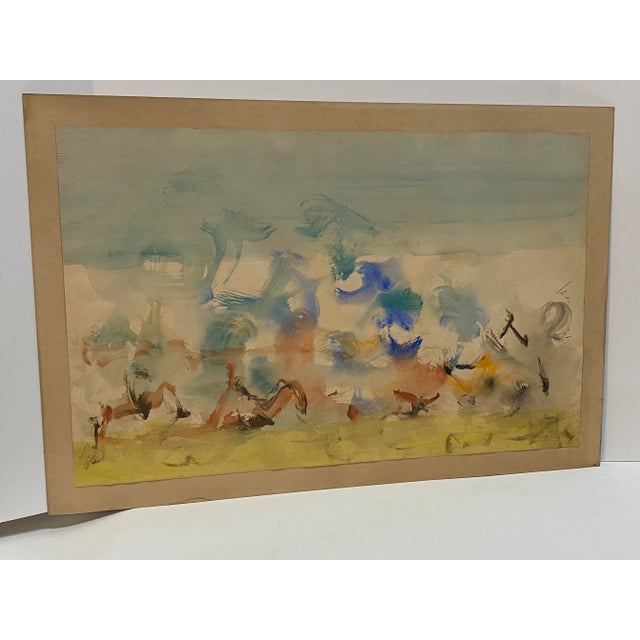 A fine Mid Century Modern watercolor on paper signed and dated lower right corner, Ducet 1964. Also signed on the reverse....