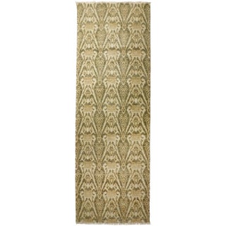 Contemporary Genuine Hand Knotted Runner Rug - 3'x 9'9" For Sale