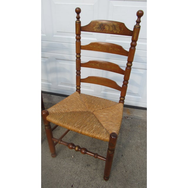 Farmhouse 1980s Farmhouse Hitchcock Chairs Designer Rush Seats For Sale - Image 3 of 7