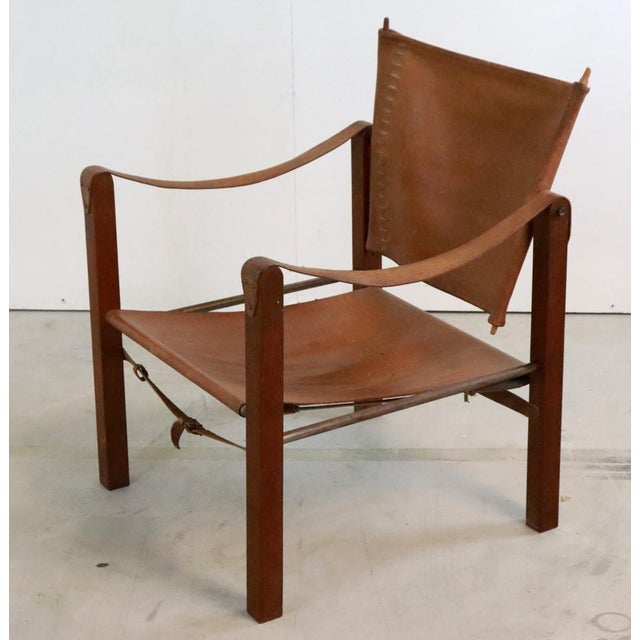 Vintage Safari Chair in Leather For Sale - Image 10 of 17