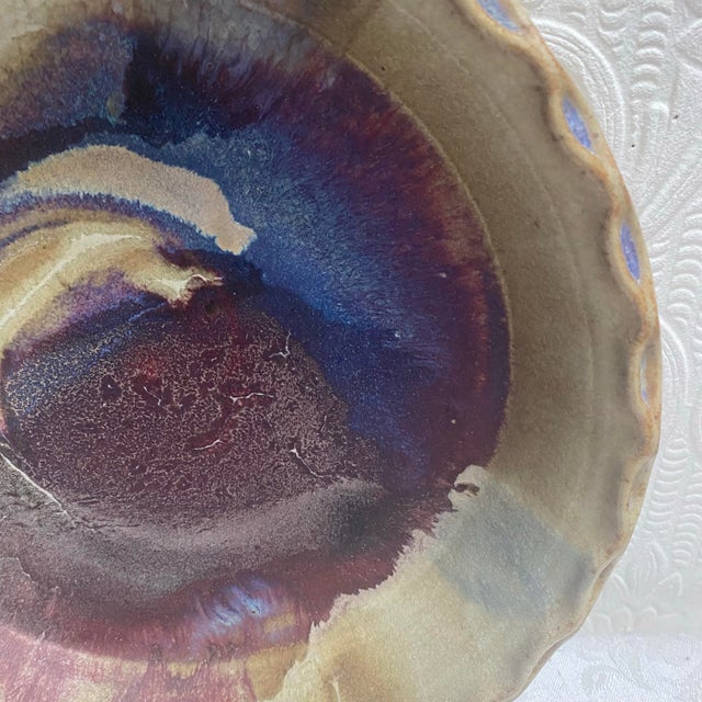 1980s Vintage Large Deep Hand Thrown Studio Pottery Bowl Platter For Sale - Image 5 of 11