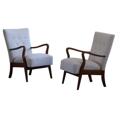 Set of Mid-Century Modern Danish Lounge Chairs in Bouclé & Beech, 1960s For Sale - Image 16 of 16