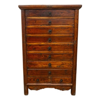 19th Century Chinese Lacquered Elmwood Ten Drawer Document Chest For Sale