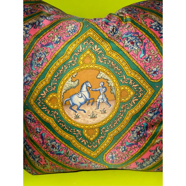 1990s 1990s Hermes Qalamdan Pattern - Pair of Matching Silk Pillows For Sale - Image 5 of 5