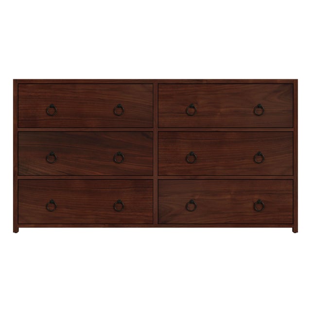 Spritely Home Accent Furniture Lark 60 in. W Rectangular Wood 6 Drawer Dresser, Walnut For Sale - Image 4 of 8