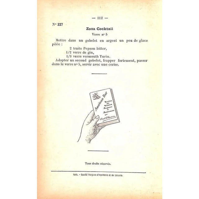 "American-Bar Recettes Des Boissons Anglaises Et Americaines" 1907 Newman, Frank L. For Sale - Image 4 of 9