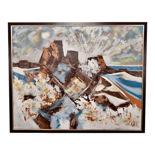 1970's Monumental Mountains Abstract Painting by Lee Reynolds For Sale