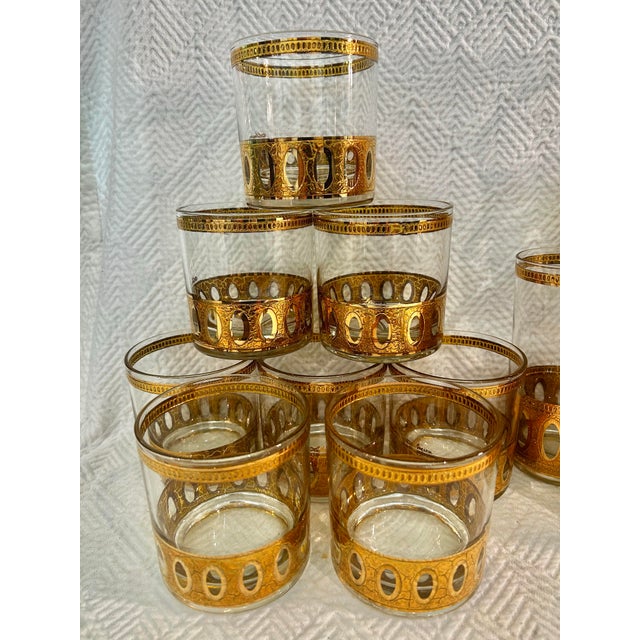 Mid 20th Century Culver LTD “Antigua” 22kt Gold Barware Glasses - A Set of 16 For Sale In New Orleans - Image 6 of 12