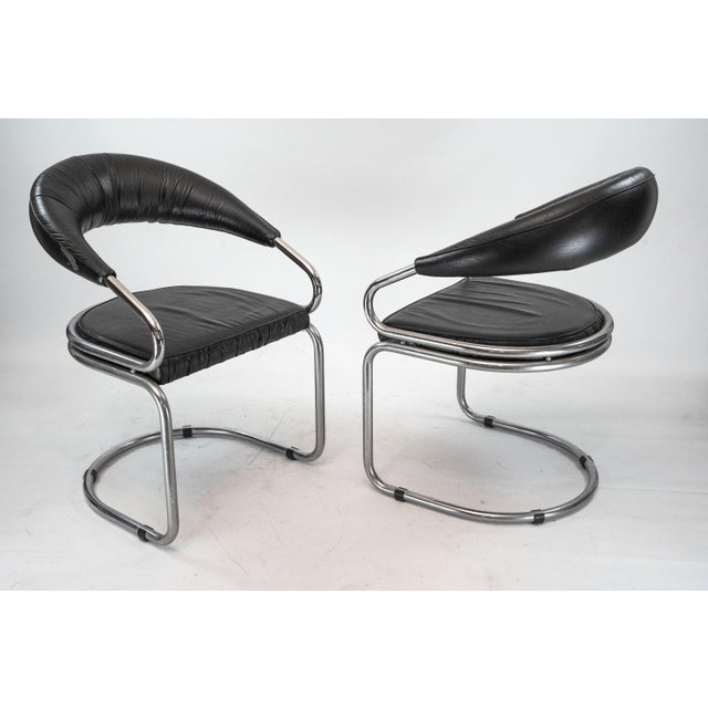 Chrome and Faux Leather Chairs by Giotto Stoppino, Italy, 1970s, Set of 2 For Sale - Image 10 of 13