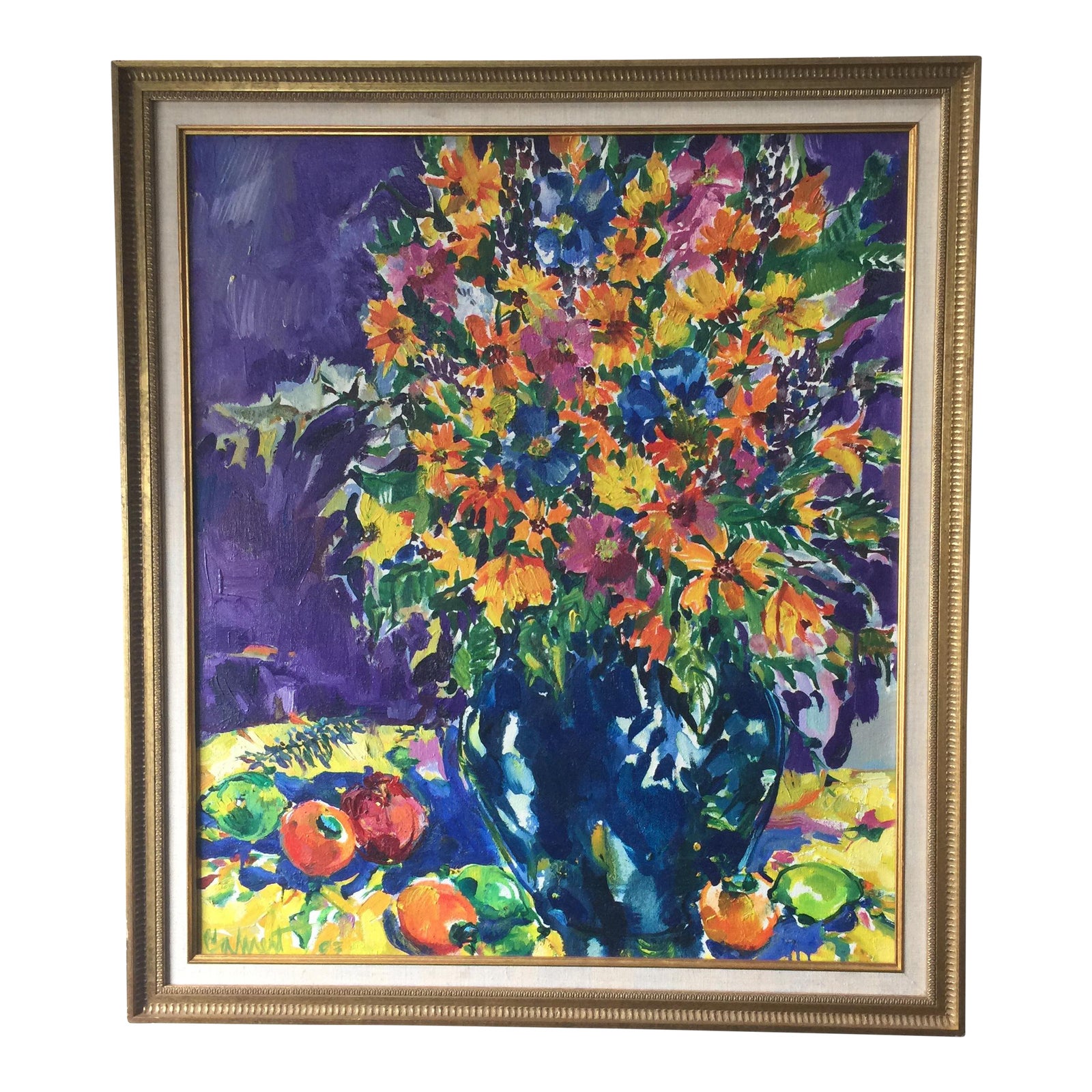 Framed Bright Floral Original Oil Painting on Canvas Chairish