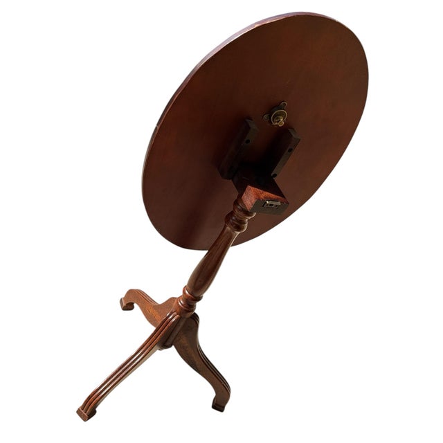 Wood 1990s Oval Tilt Top Pedestal Wood Side Table by Bombay Company For Sale - Image 7 of 8