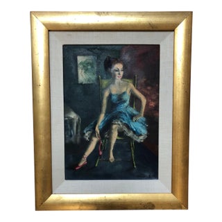 Ardath Coldwell (American, B.1913) "Red Shoes" Original Oil Painting C.1960s For Sale