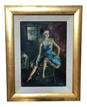 Ardath Coldwell (American, B.1913) "Red Shoes" Original Oil Painting C.1960s