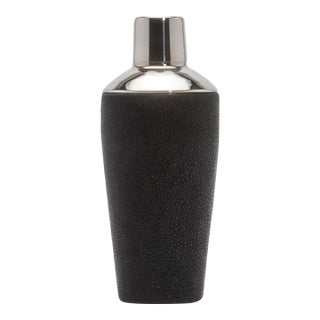 Shaker in Black Shagreen With Stainless Steel Detail by Kifu Paris For Sale