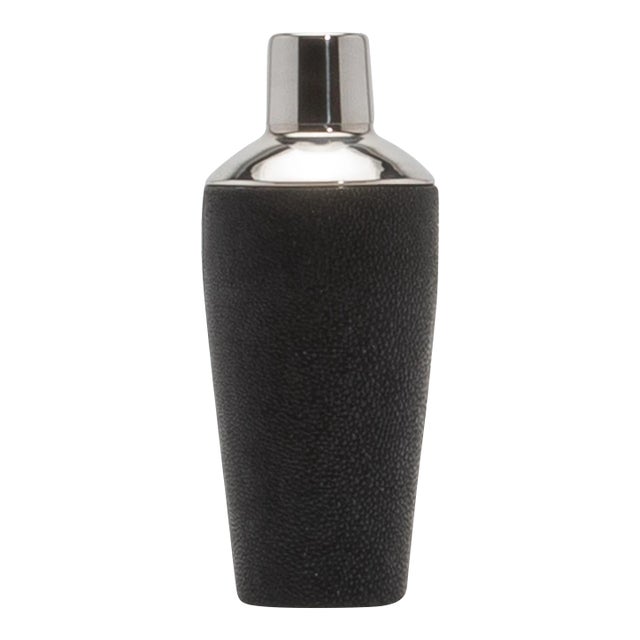 Shaker in Black Shagreen With Stainless Steel Detail by Kifu Paris For Sale
