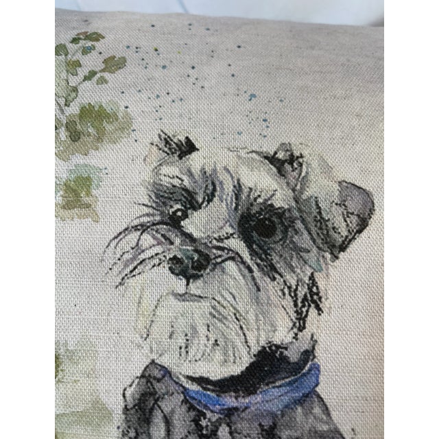 16" Square Decorative Pillow Embellished With A Stoic Silver Schnauzer Dog Portrait - Made in the U K Measures 16" X 6" X...