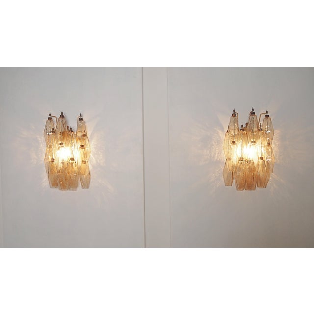 Mid-Century Modern Vintage Italian Poliedri Smoked Glass Wall Sconces, 1990s, Set of 2 For Sale - Image 3 of 17