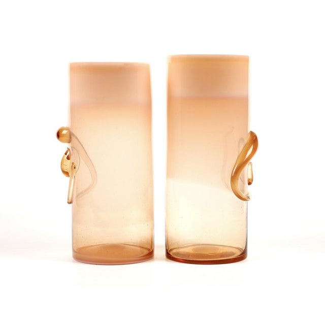 Asymmetric Jars in Smoked Caramel Glass, Set of 2, in Very Good conditions. Designed 1980 to 1989