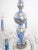 Cornflower Blue Monet Water Lilies Blue / Silvered Decoupage Glass Chandelier For Sale - Image 8 of 12