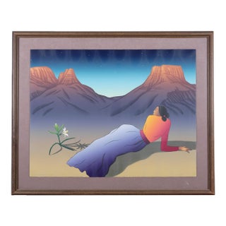 1989 r.c. Gorman "Desert Lily" Stone Lithograph Artist Signed and Numbered 219/225 Framed, Matted & Ready to Display For Sale