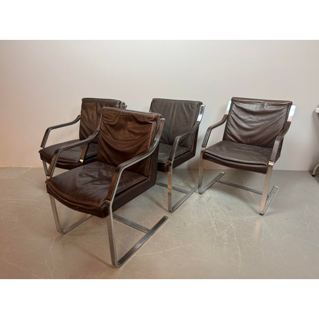 Mid-Century Sled Dining Chairs in Leather by Rudolf Glatzel for Walter Knoll, Germany, 1960s, Set of 4 For Sale - Image 12 of 13