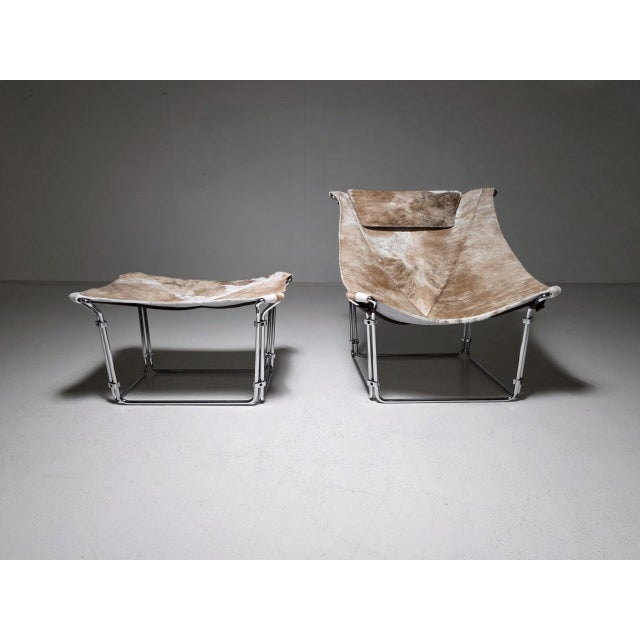 Set of Buffalo Lounge Chair & Ottoman by Kwok Hoi Chan for Steiner Paris, 1969 For Sale - Image 3 of 9
