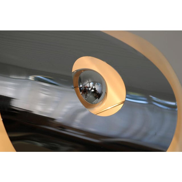 Italian Space Age Hanging Lamp Amp with White Painted Metal & Chrome Shields, 1970s For Sale - Image 13 of 18