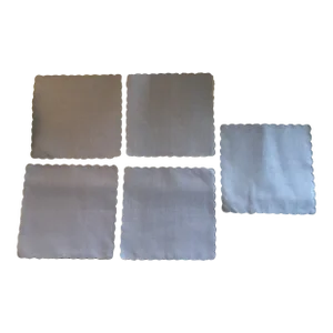 Frette Cocktail Napkins Blue Linen Scalloped Set of 5 Made in Italy Circa 1980s