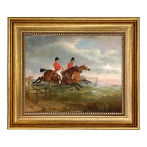 Oil Painting Print on Canvas, Taking the Fence Together, Framed